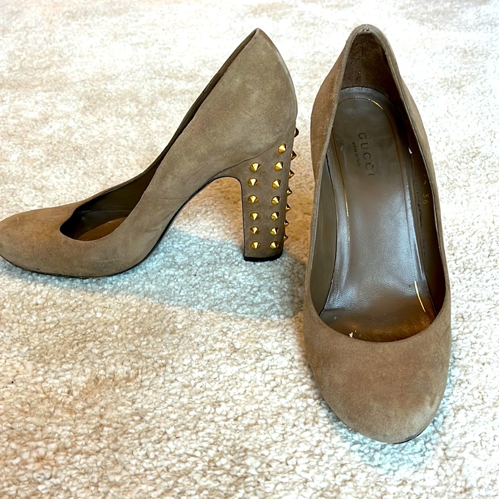 Gucci Suede Studded Pumps